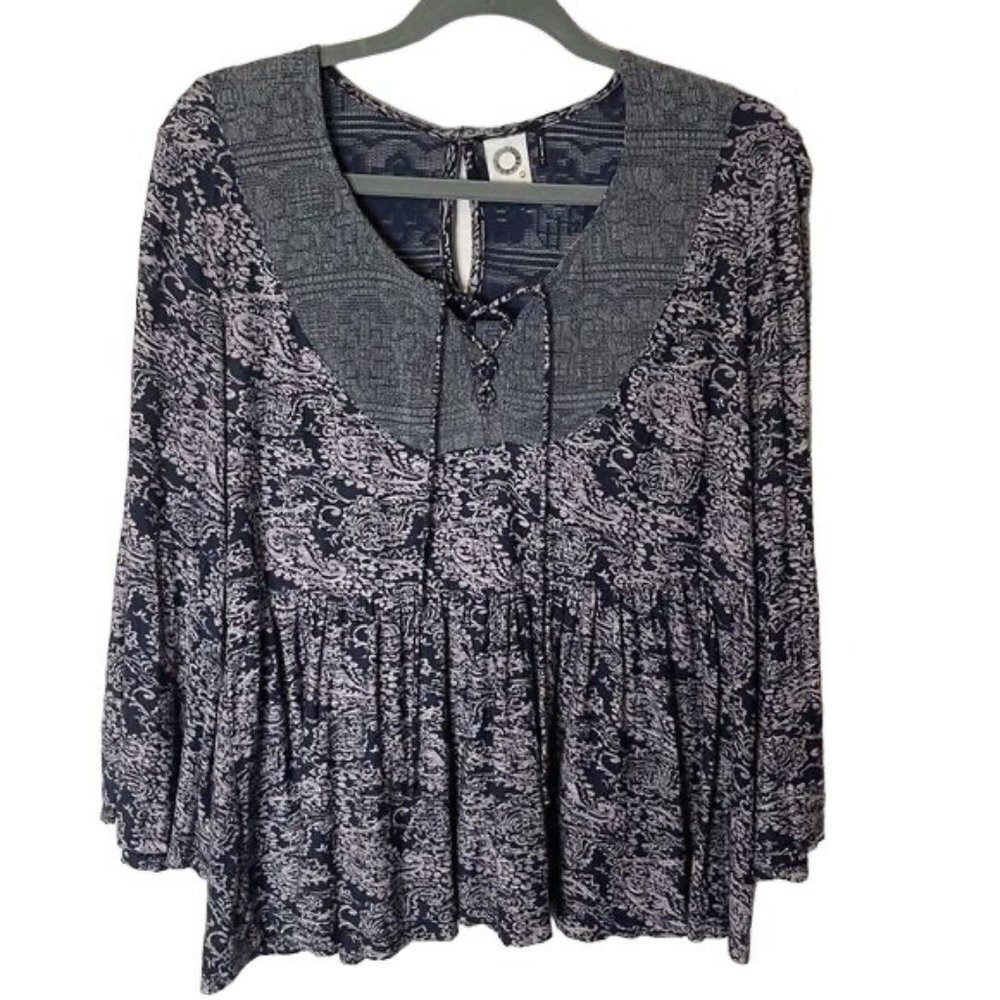 Anthropologie Akemi Kin Belle Sleeve Peasant Paisley Top Size Small